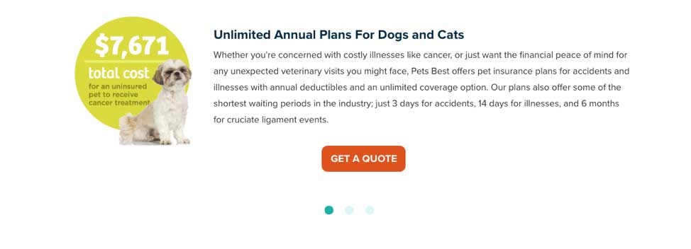 Pets Best pets annual plans for dogs and cats