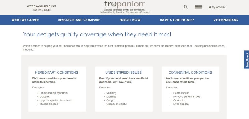 trupanion - medical insurance for pets -  insurance types
